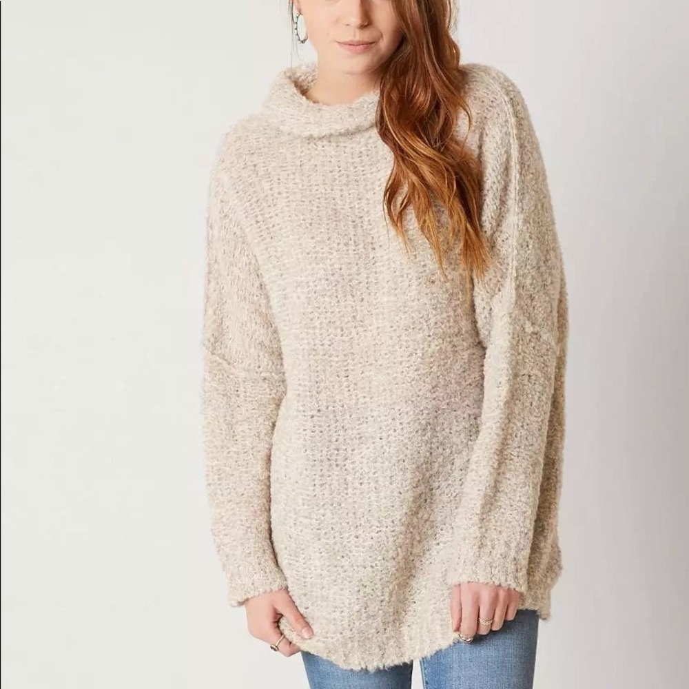 Free People She‘s All That Alpaca Wool Blend Sweater Tunic Mock Neck